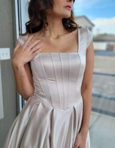 modest corset wedding dress with satin