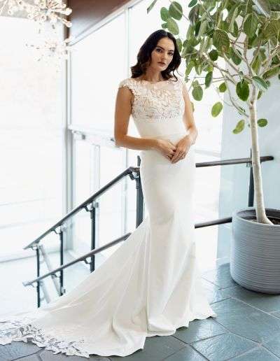 lace cap sleeve modest wedding dress
